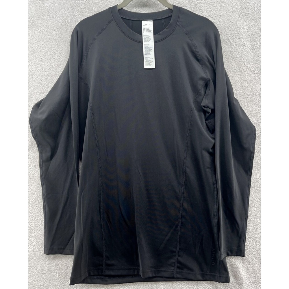 Athlio Shirt Men's Large Cool Dry Fit Long Sleeve Compression Shirt Black